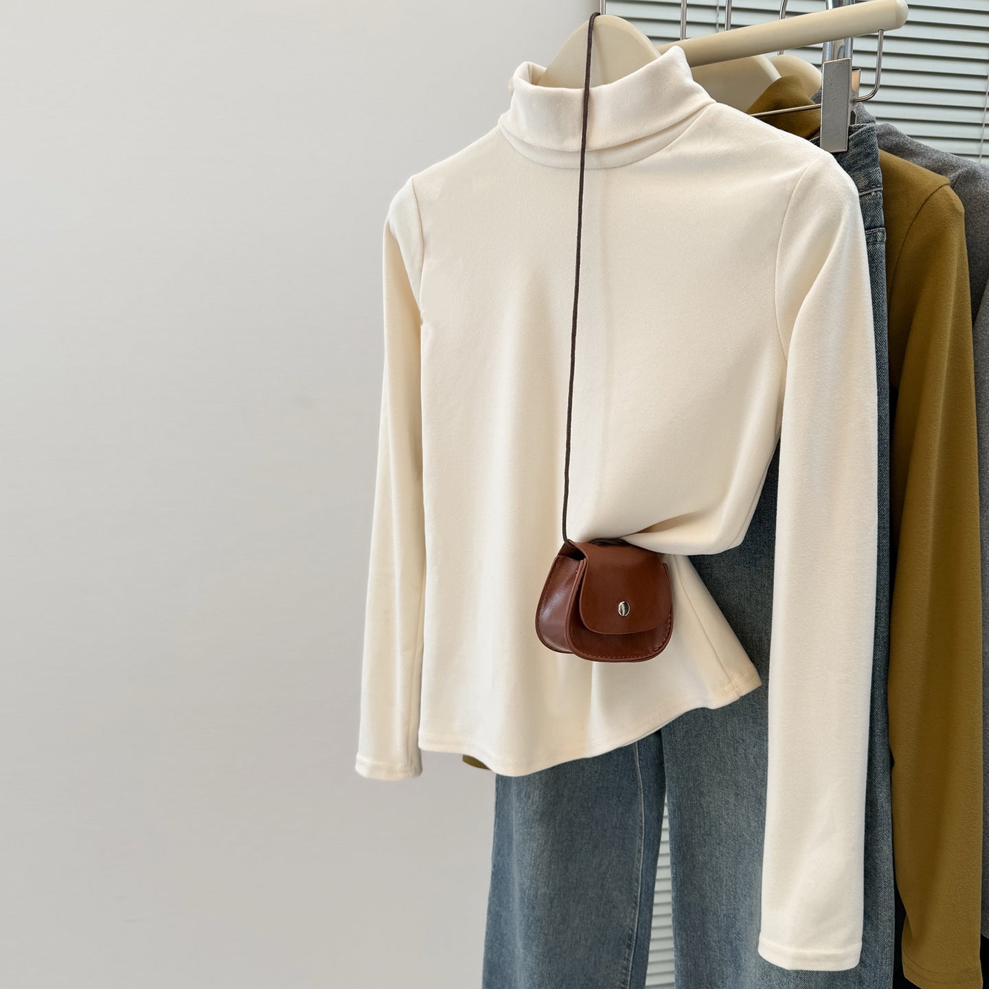 High Neck Slim Fit Long Sleeve Top