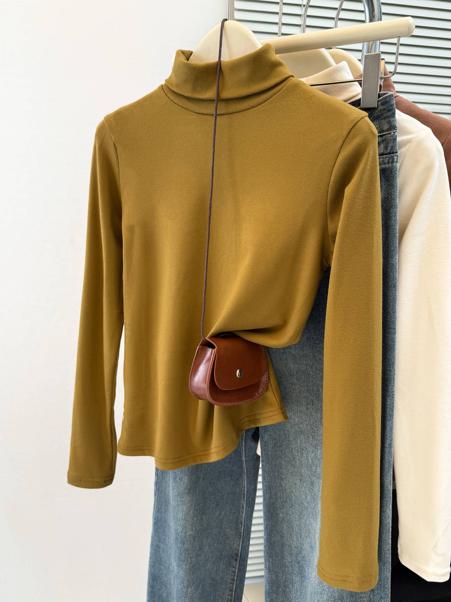 High Neck Slim Fit Long Sleeve Top