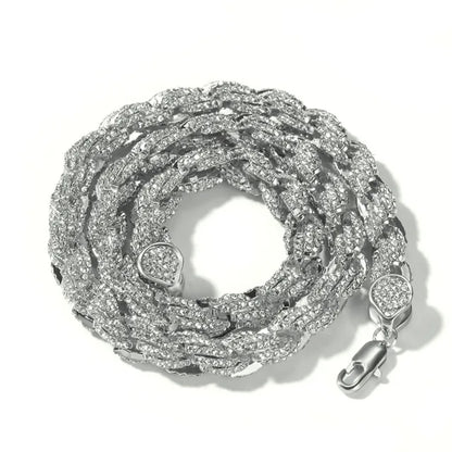 9mm Rope Chain Necklace Silver/rose Gold /gold Color Iced Out Rhinestones Hiphop Necklaces Jewelry Men Women Drop Shipping