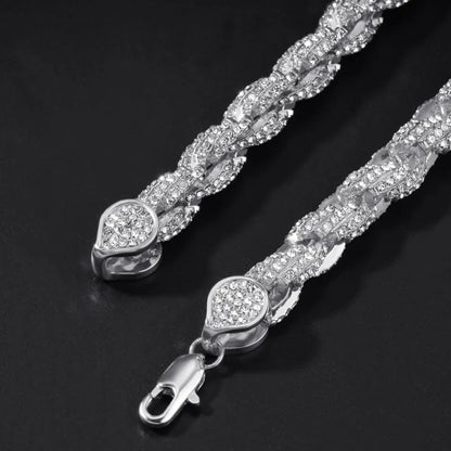 9mm Rope Chain Necklace Silver/rose Gold /gold Color Iced Out Rhinestones Hiphop Necklaces Jewelry Men Women Drop Shipping