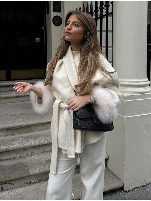 Womens Wool Blend Mid-Length Coat