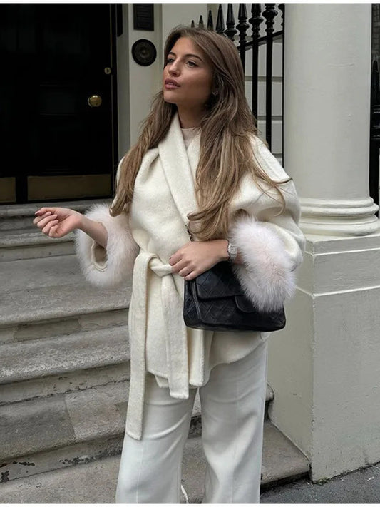 Womens Wool Blend Mid-Length Coat