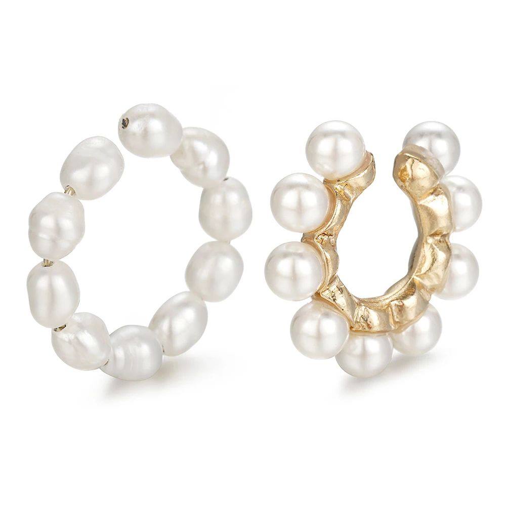 Pearl clip earrings with ear cartilage clips