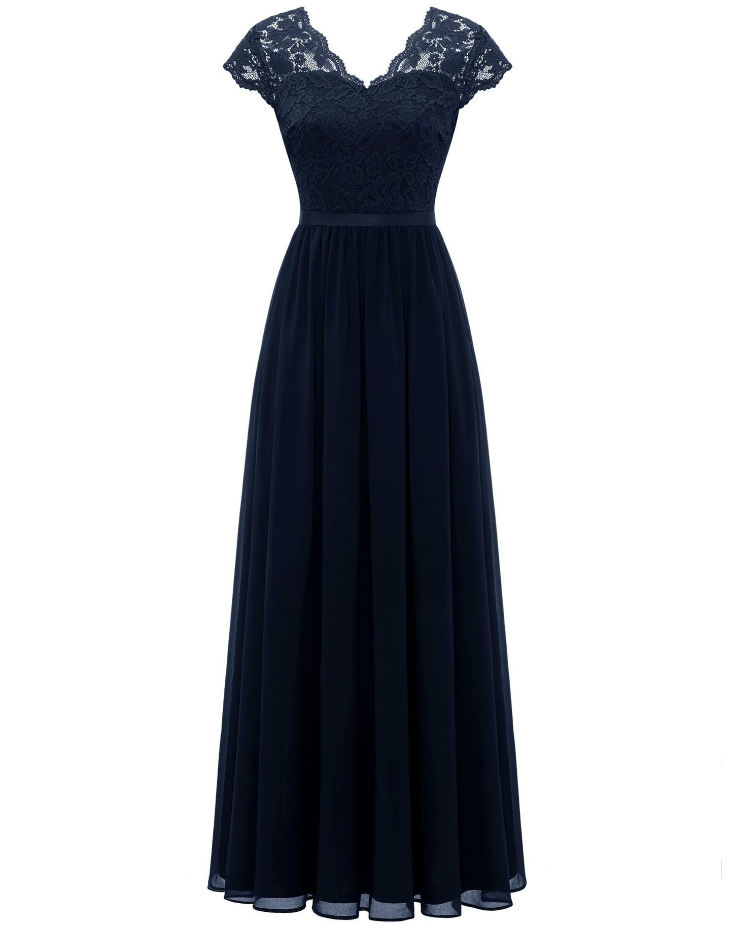 Lace Splicing Long Waist-Cinching Dress