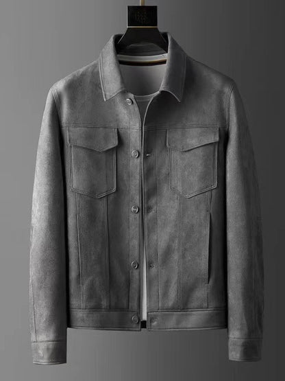 Men's Suede Lapel Jacket Casual Business Style