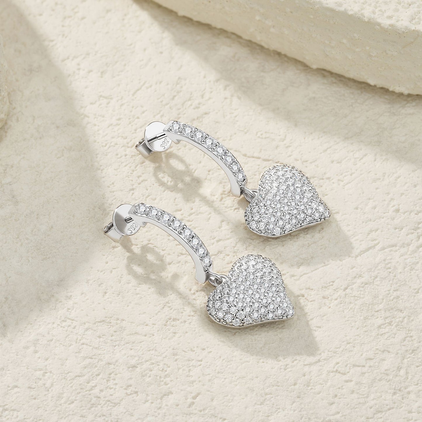 Heart-Shaped Moissanite Earrings Women's Jewelry