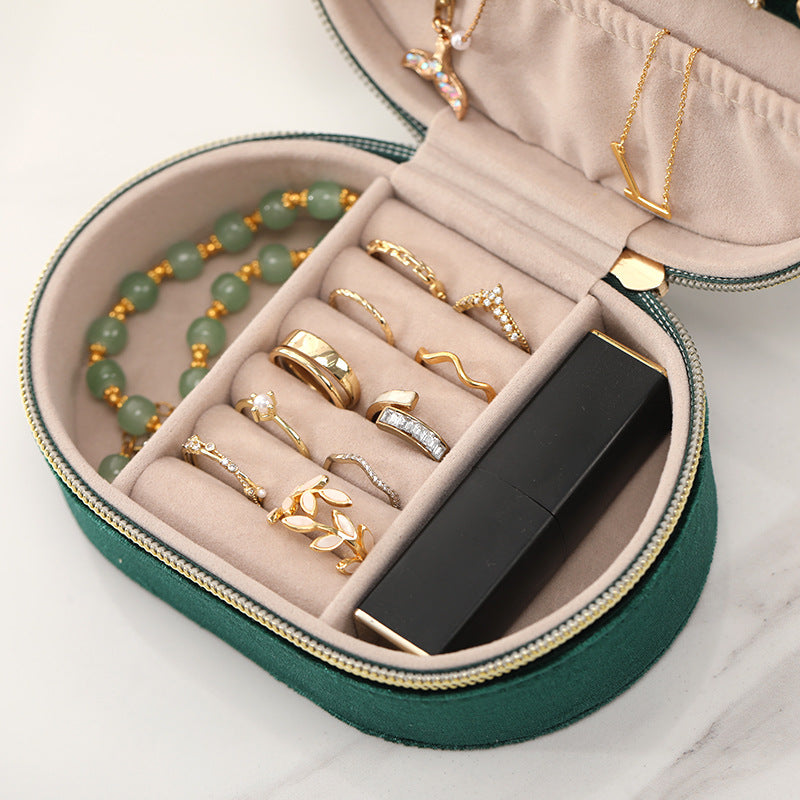 Oval Velvet Jewelry Storage Box