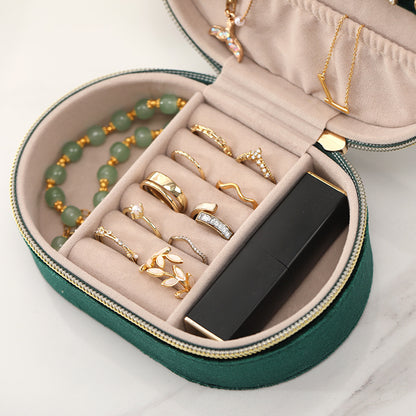 Oval Velvet Jewelry Storage Box