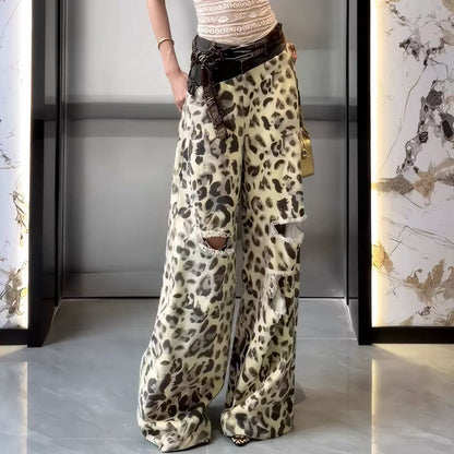 Patchwork Leopard-Print Jeans