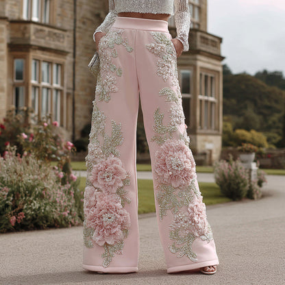 Wide Leg Straight Pants with Side Panels