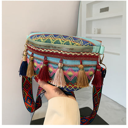 Ethnic Lace Tassel Shoulder Bag