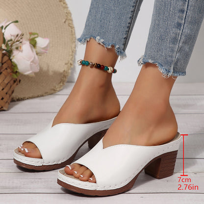 Womens Chunky Heel Peep-Toe Sandals