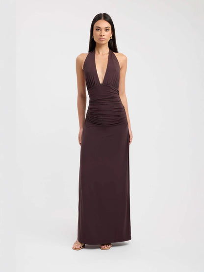 Elegant Halterneck Slit Long Dress