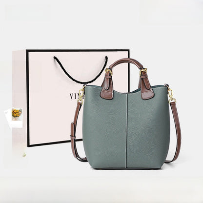 Large capacity genuine leather crossbody shoulder bag