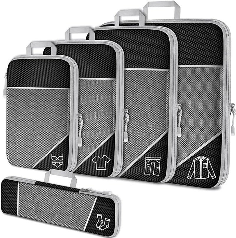 Cross-Border Compressed Travel Five-Piece Storage Bag Waterproof Extended Mesh Clothing Home Luggage Four-Piece Storage Bag