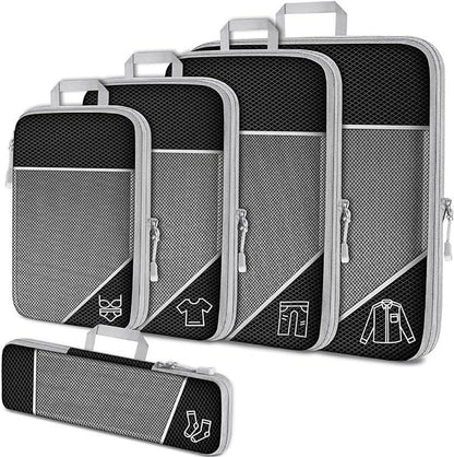 Cross-Border Compressed Travel Five-Piece Storage Bag Waterproof Extended Mesh Clothing Home Luggage Four-Piece Storage Bag