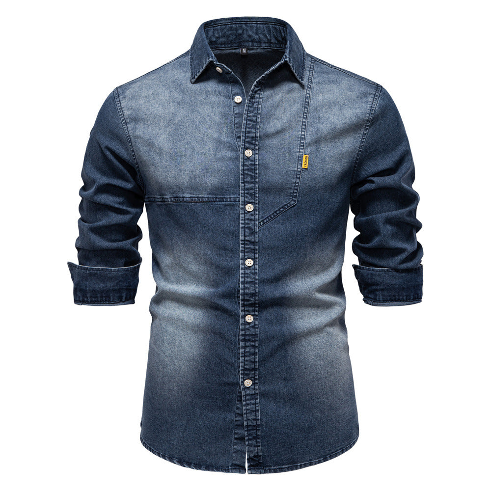Mens Casual Denim Long Sleeve Shirt