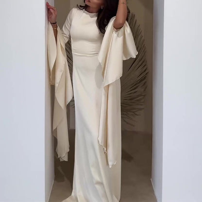 Elegant Flared Sleeve Evening Dress