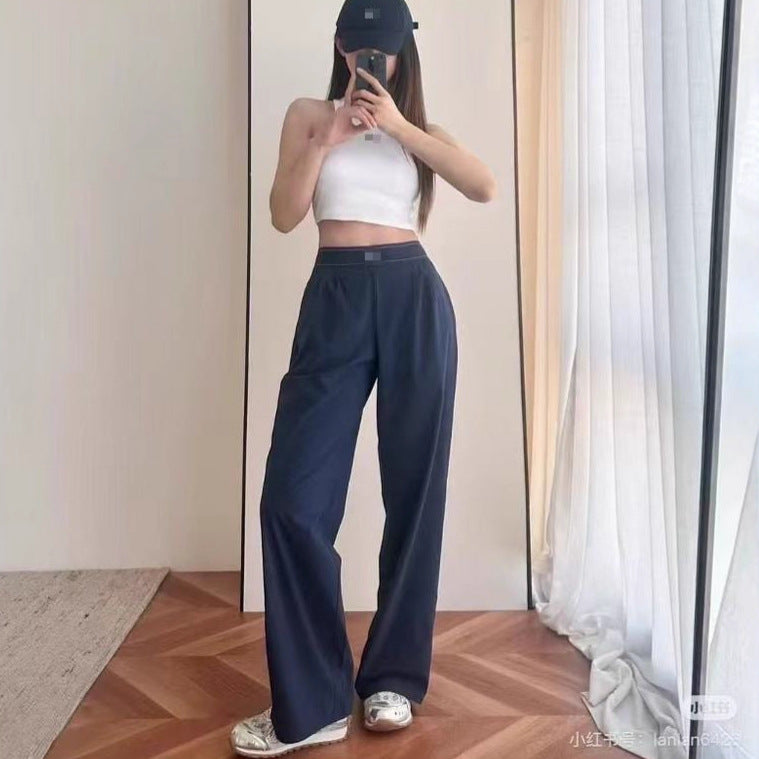 Womens Casual Wide-Leg Knitted Pants