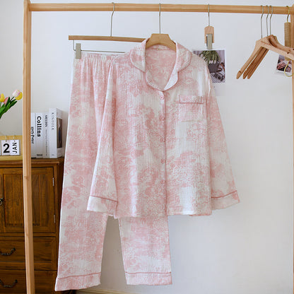 Cotton Pajama Set for Women with Long Sleeve and Pants