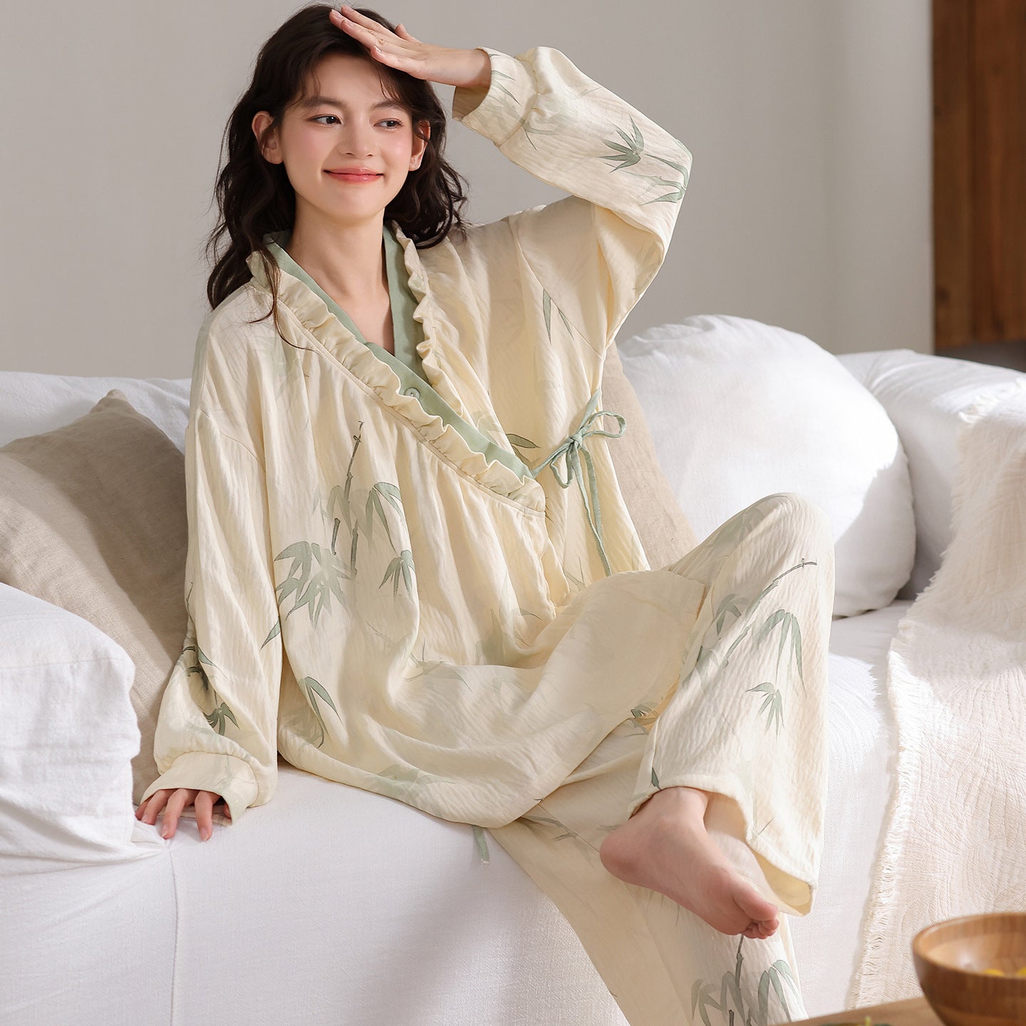 Womens Cloud Cotton Kimono Pajama Set