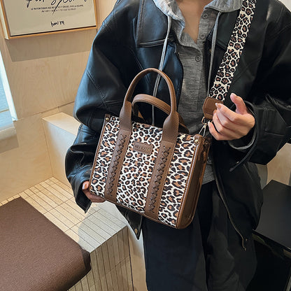Retro Leopard Print Large Capacity Tote Bag