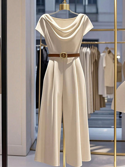 Elegant Satin Wide-Leg Jumpsuit for Women