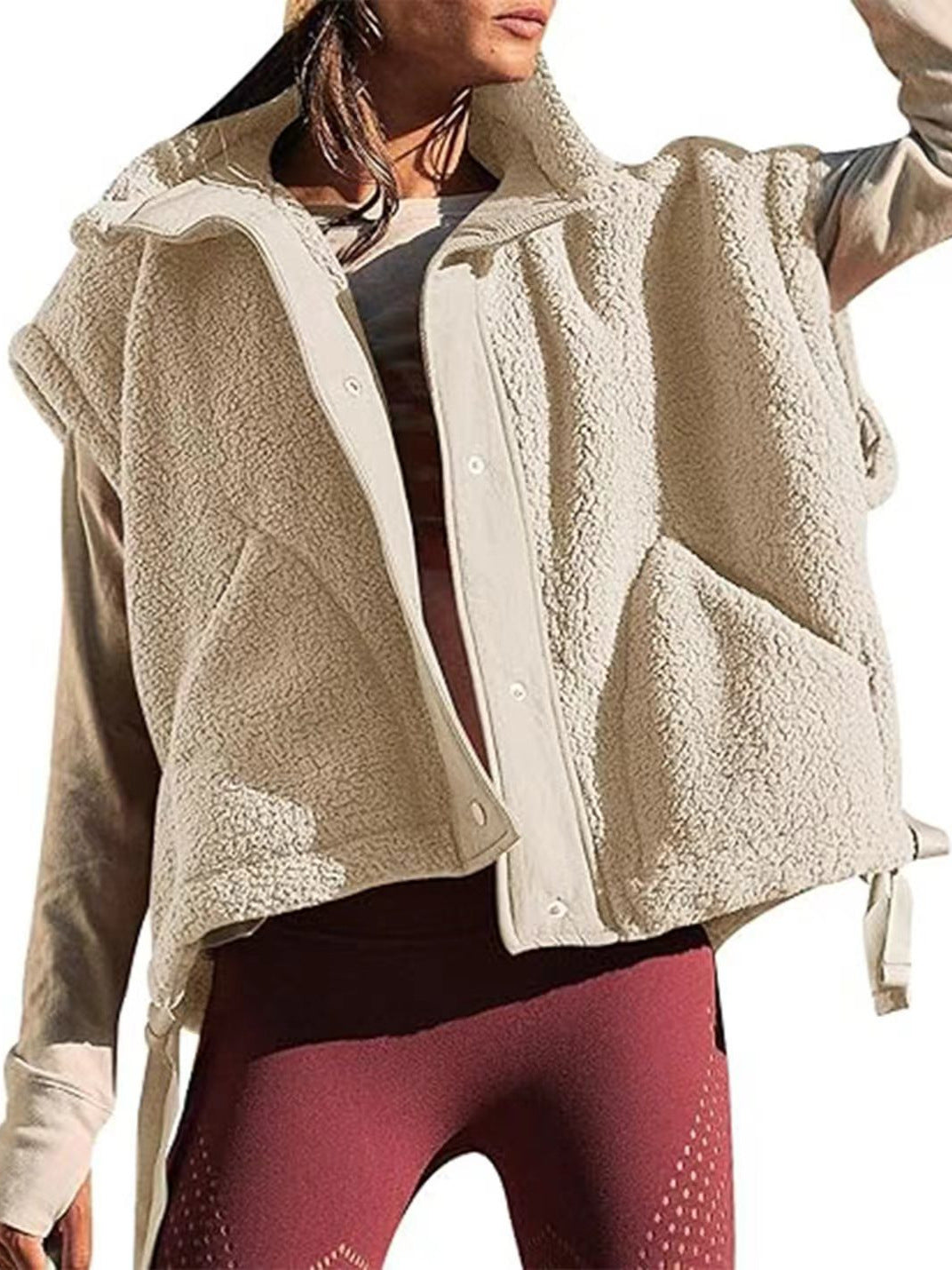 Women's Plush Fleece Button Front Vest