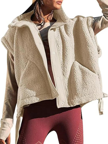Women's Plush Fleece Button Front Vest