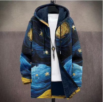 Mens Reversible Hooded Fleece Cardigan