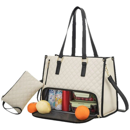 New 2 in 1 Handbag Lunch Bag Combination Bag Large Handbag Women's Thermal Insulation Lunch Box Women's Crossbody Computer Bag