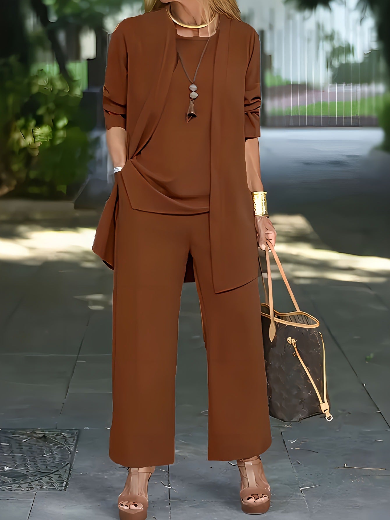 Women's Solid Color Three-Piece Casual Suit