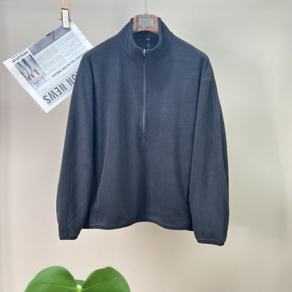 Men's Fleece Half-Zip Stand-Up Collar Hoodie