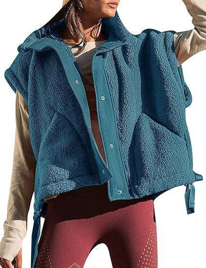 Women's Plush Fleece Button Front Vest