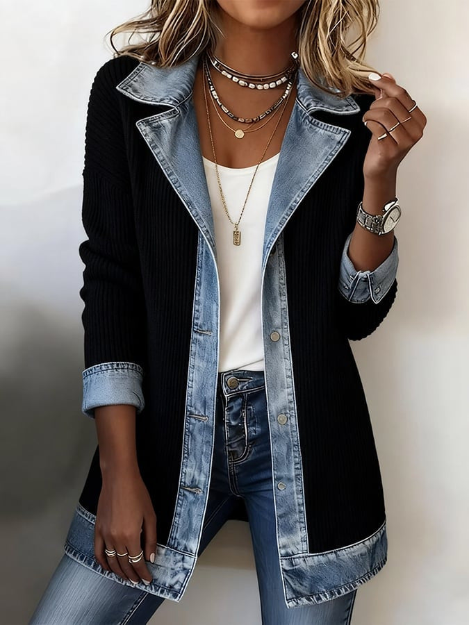 Women's Elegant Long Sleeve Patchwork Jacket
