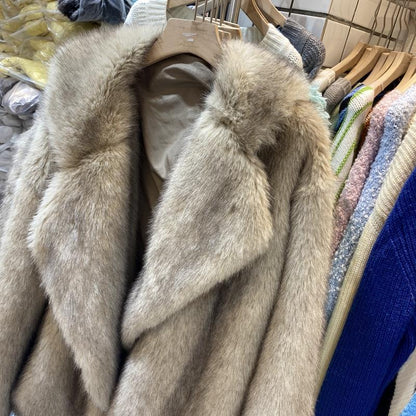 Faux Fox Fur Collar Women Coat