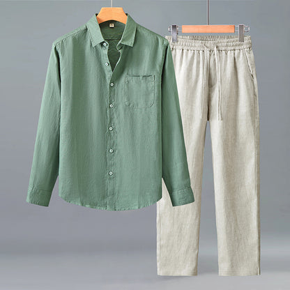 Men's Linen Casual Shirt and Trousers Set
