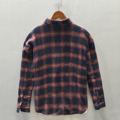 Men's Casual Plaid Shirt Japanese Workwear Style