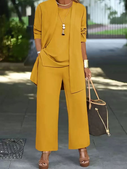 Women's Solid Color Three-Piece Casual Suit