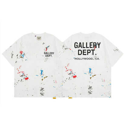 Cross-border Foreign Trade GALLERY DEPT 25SS New Meichao High Street Splash Ink Graffiti Men and Women Couple Short-sleeved T-shirt