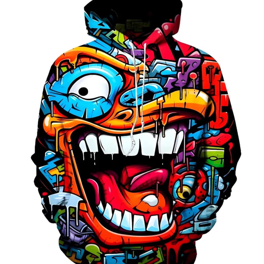 Mens 3D Digital Print Hooded Sweatshirt