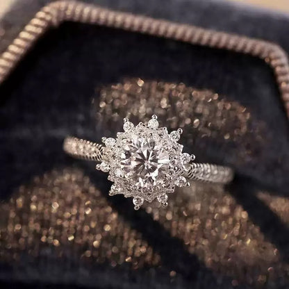 Six-prong imitation diamond ring