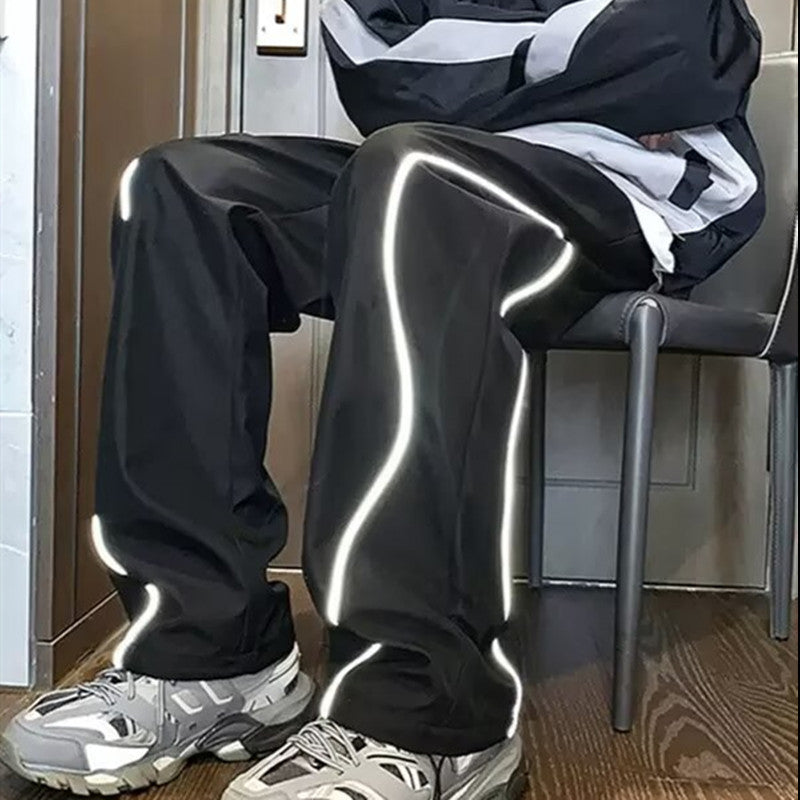Reflective strip casual pants