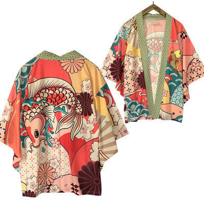 Ethnic Print Kimono Cloak Cardigan