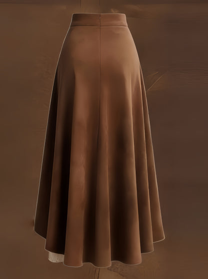 Retro Western Suede Lace Splicing Skirt