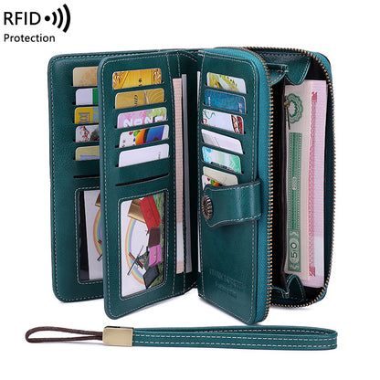 Long-style zipper anti-magnetic wallet