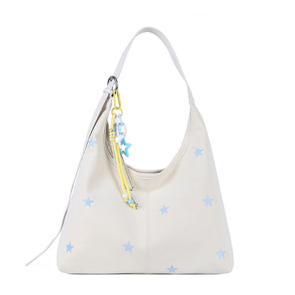 Korean Style Single Shoulder Bucket Bag with Star Embroidery