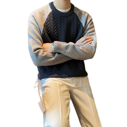 Men's versatile color-blocked sweater
