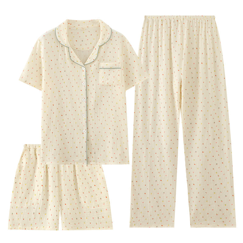 Cotton Three-Piece Pajama Set