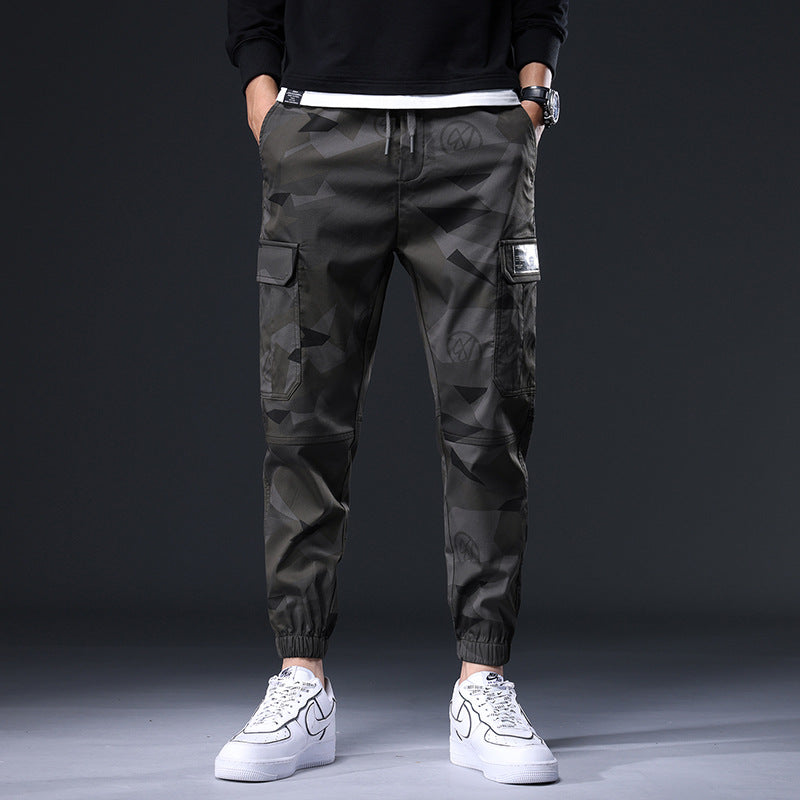Elastic Waist Camouflage Multi-Pocket Casual Pants